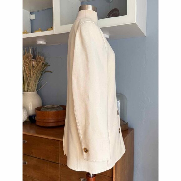 Vintage 80’s Louis Feraud 2 Pc Ivory Wool Jacket & Skirt Suit Size 10 - Picture 4 of 10